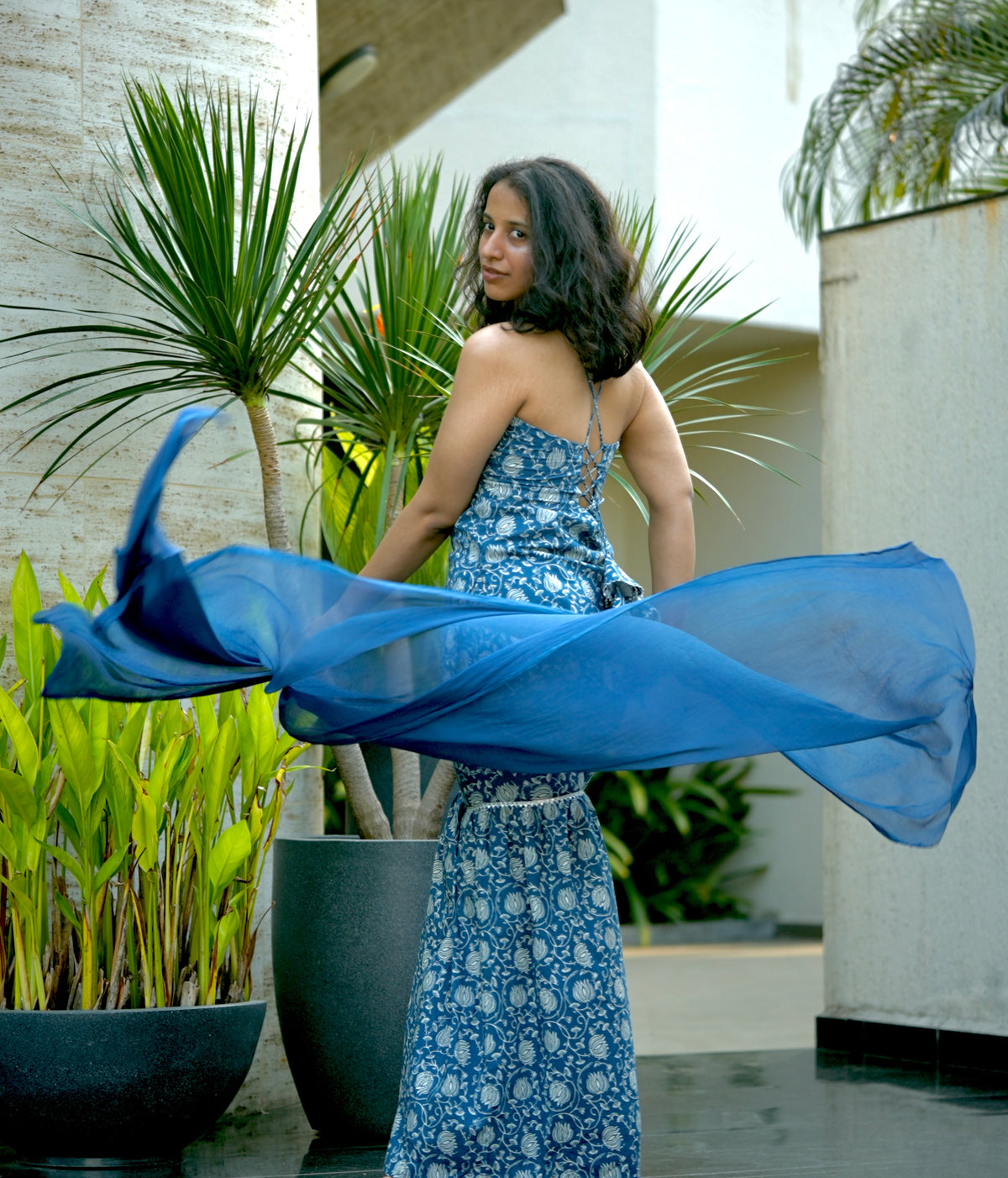 Neel Leher Kurti Sharara Dupatta Set