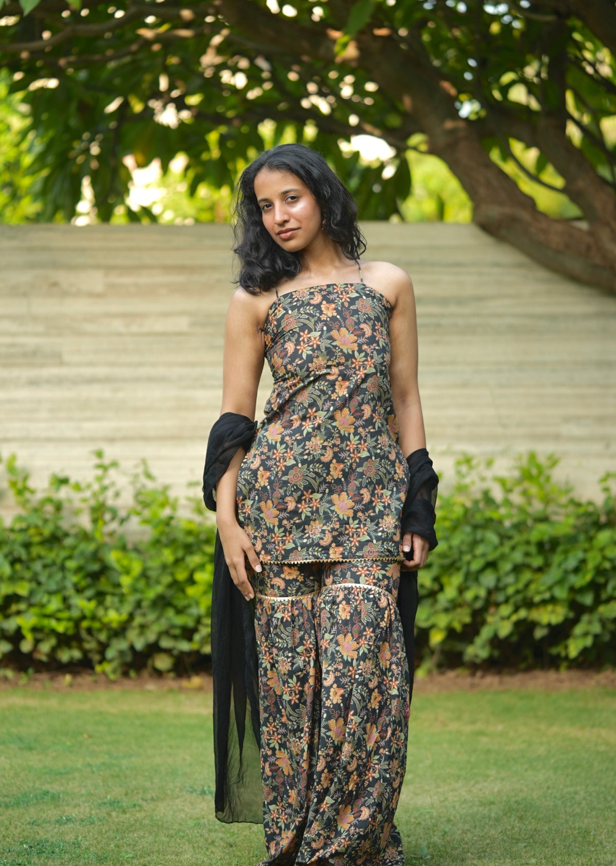 Kajal Leher Kurti Sharara Dupatta Set