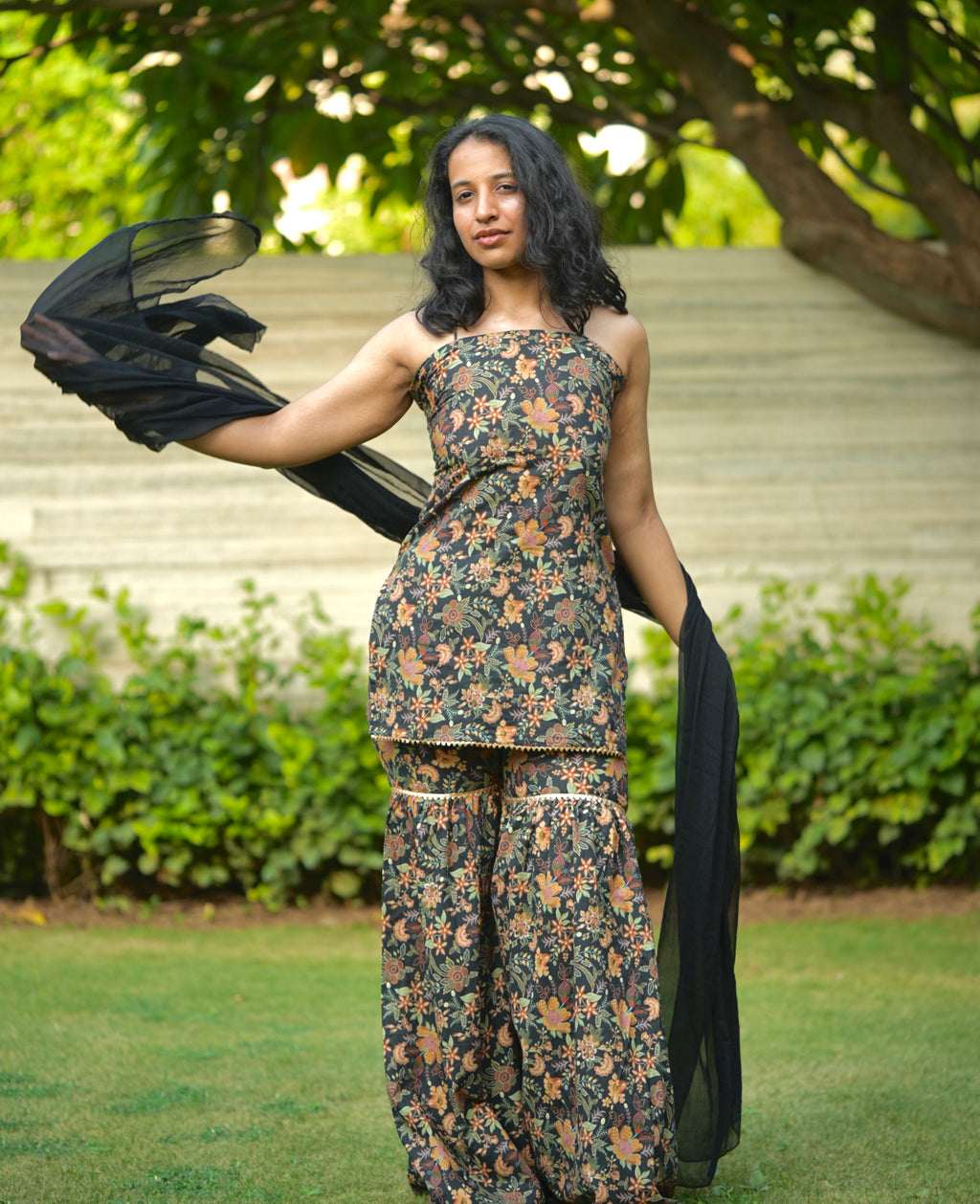 Kajal Leher Kurti Sharara Dupatta Set