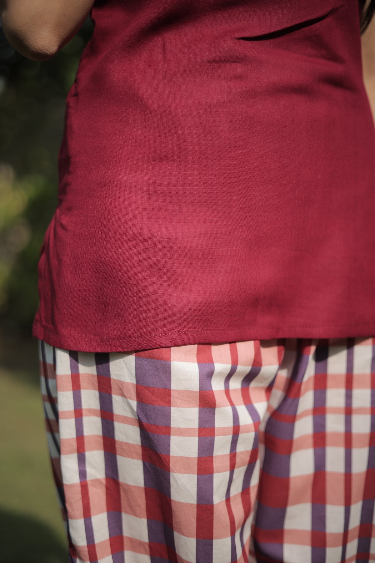 Maroon Checked Farshi Set