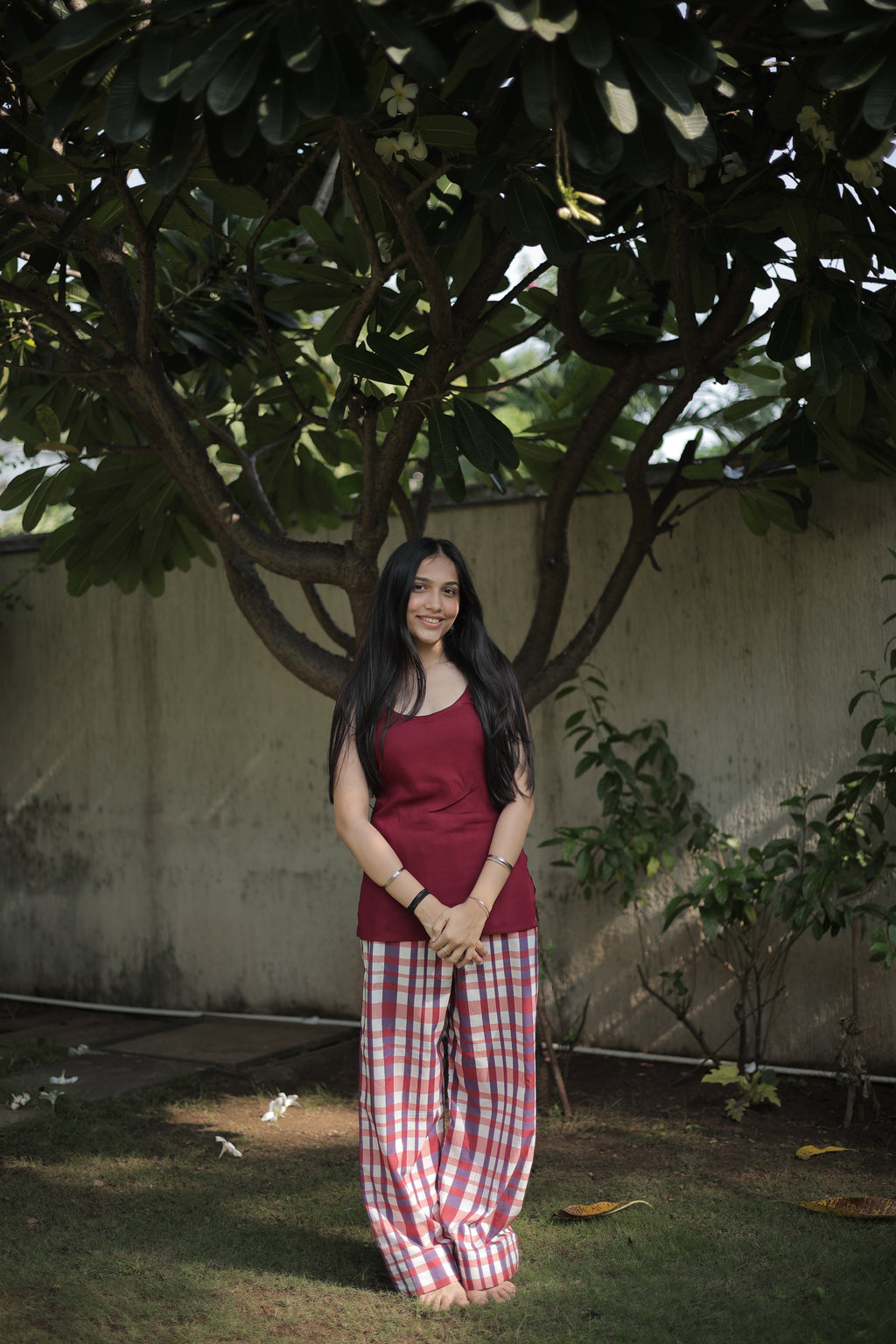 Maroon Checked Farshi Set