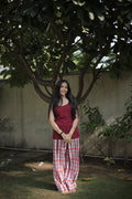 Maroon Checked Farshi Set