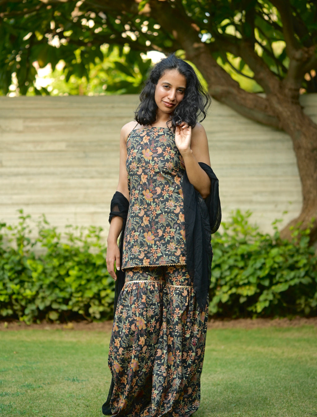 Kajal Leher Kurti Sharara Dupatta Set