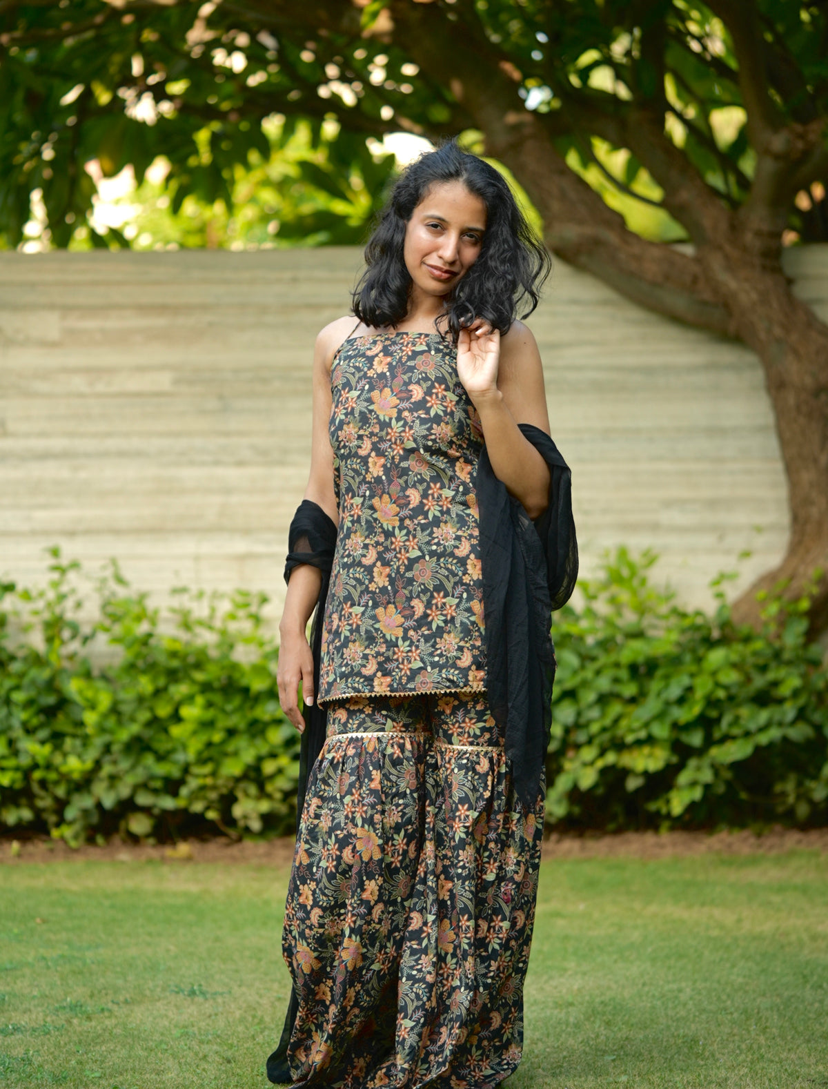 Kajal Leher Kurti Sharara Dupatta Set