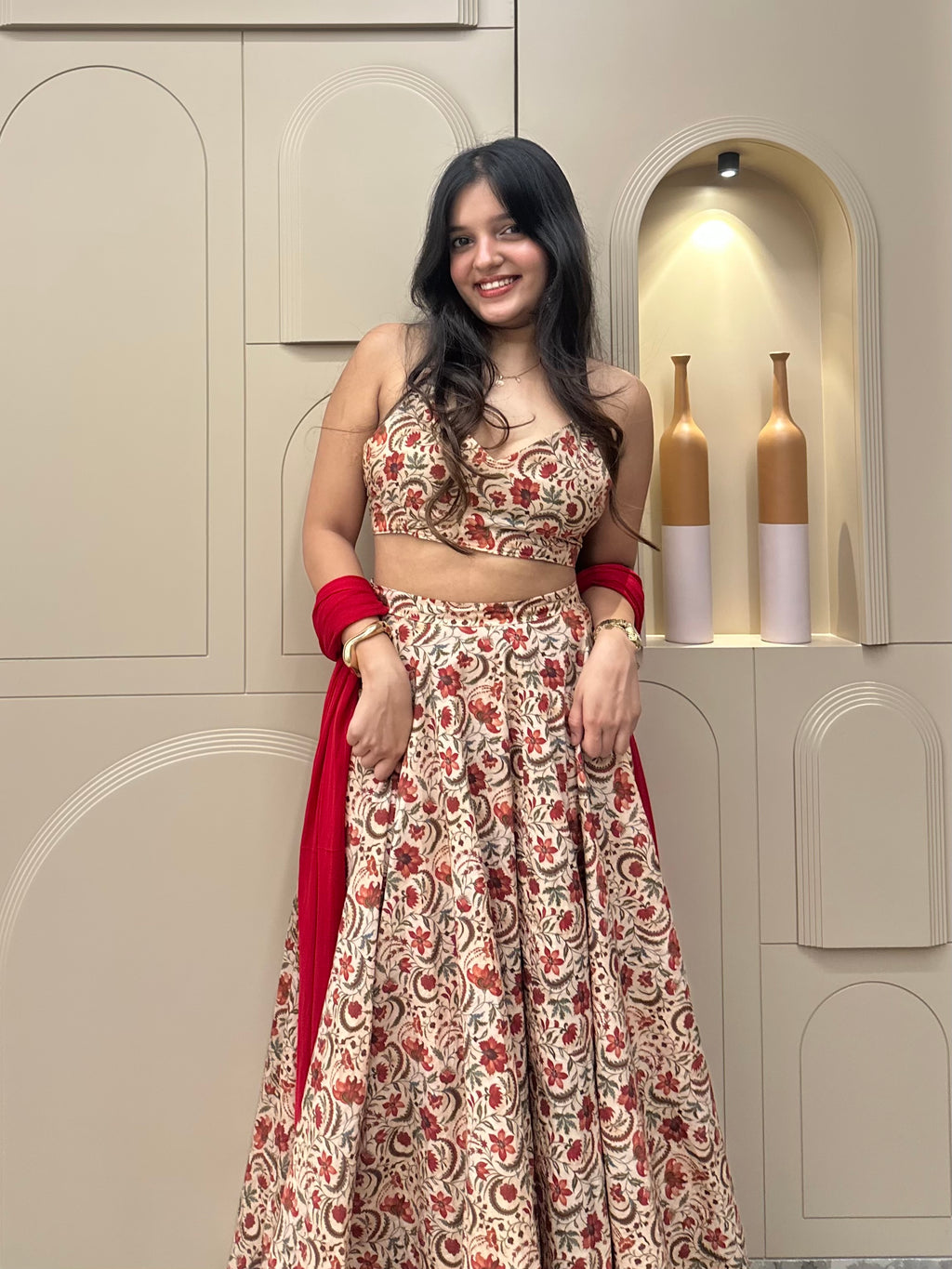Laal Leher Skirt Set