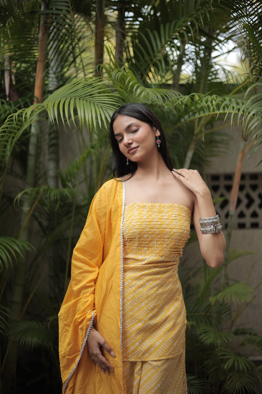 Marigold Tube Kurti Pant Dupatta Set