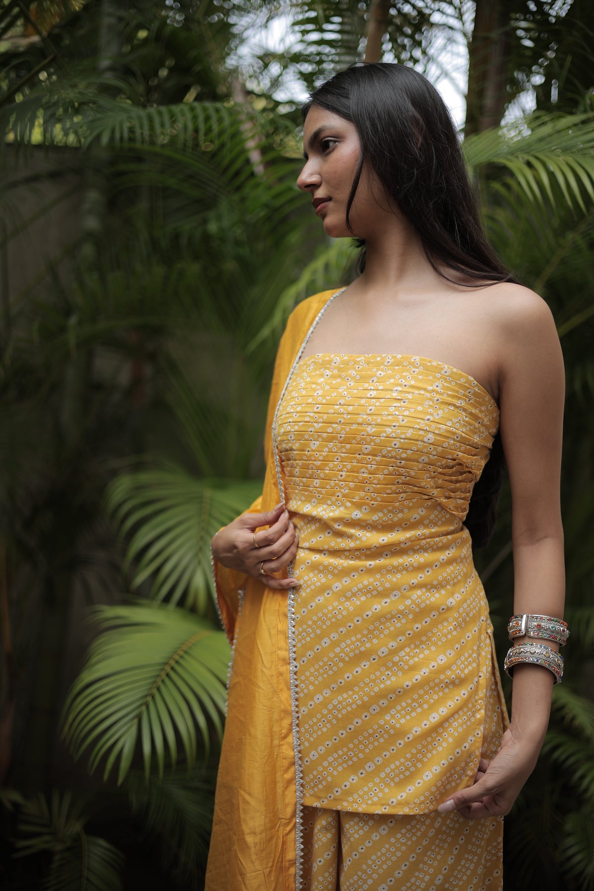 Marigold Tube Kurti Pant Dupatta Set