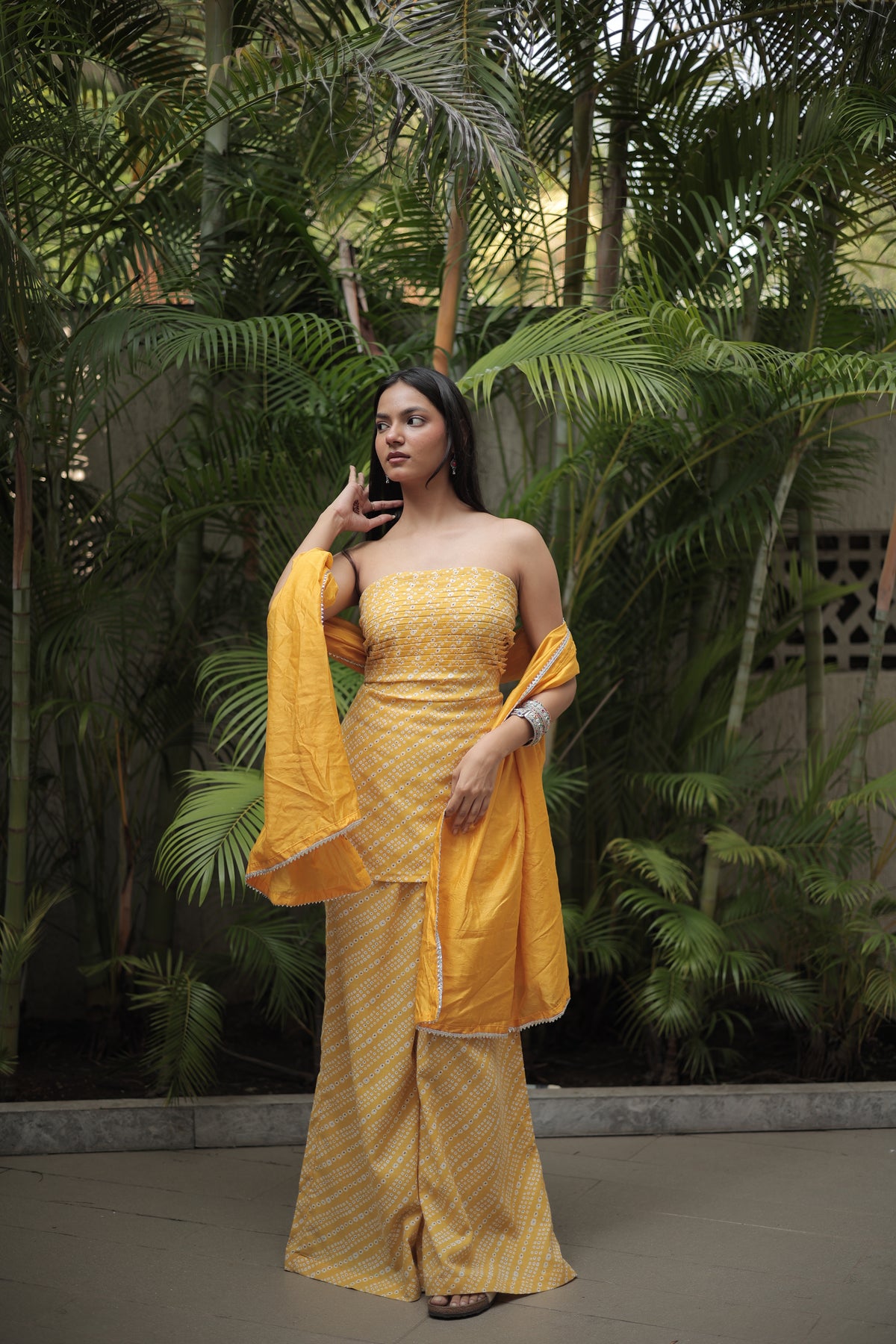 Marigold Tube Kurti Pant Dupatta Set