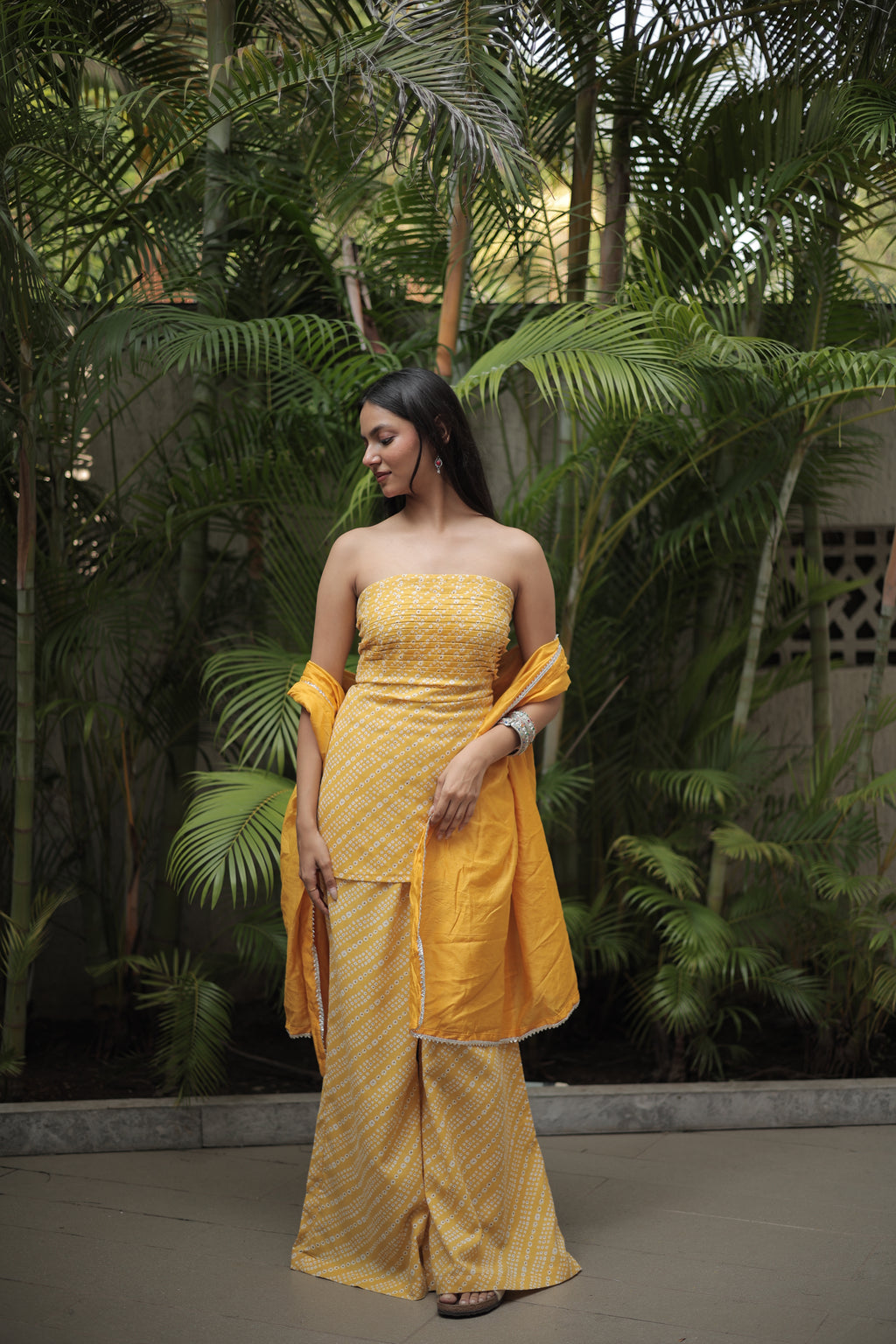 Marigold Tube Kurti Pant Dupatta Set