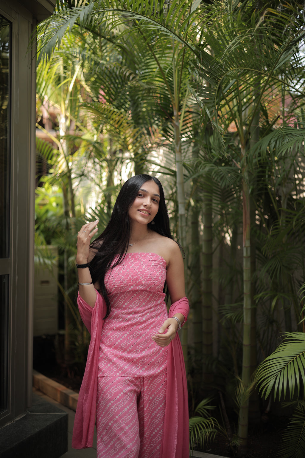 Pink Inaya Tube Kurti Pant Dupatta Set