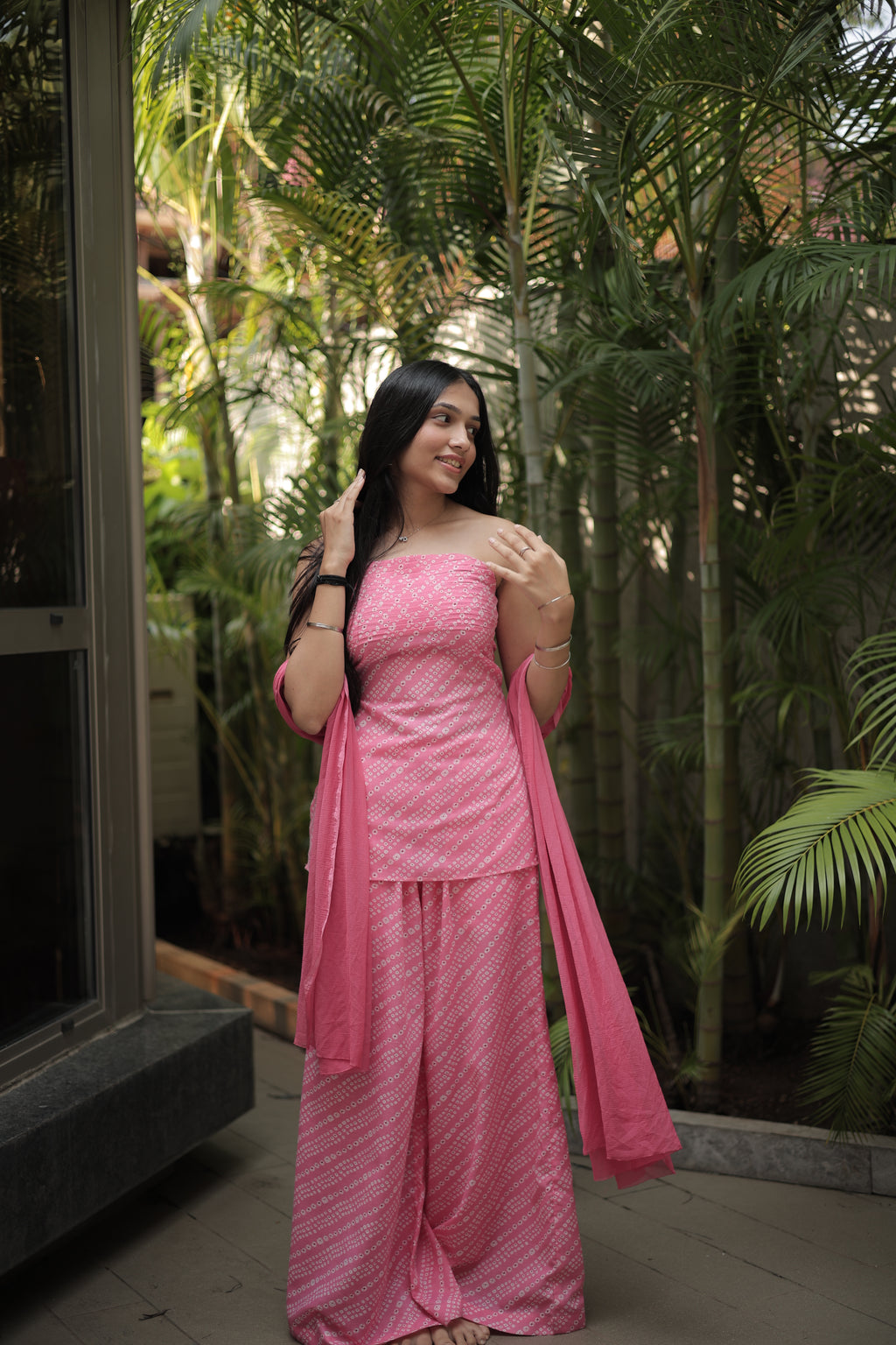 Pink Inaya Tube Kurti Pant Dupatta Set