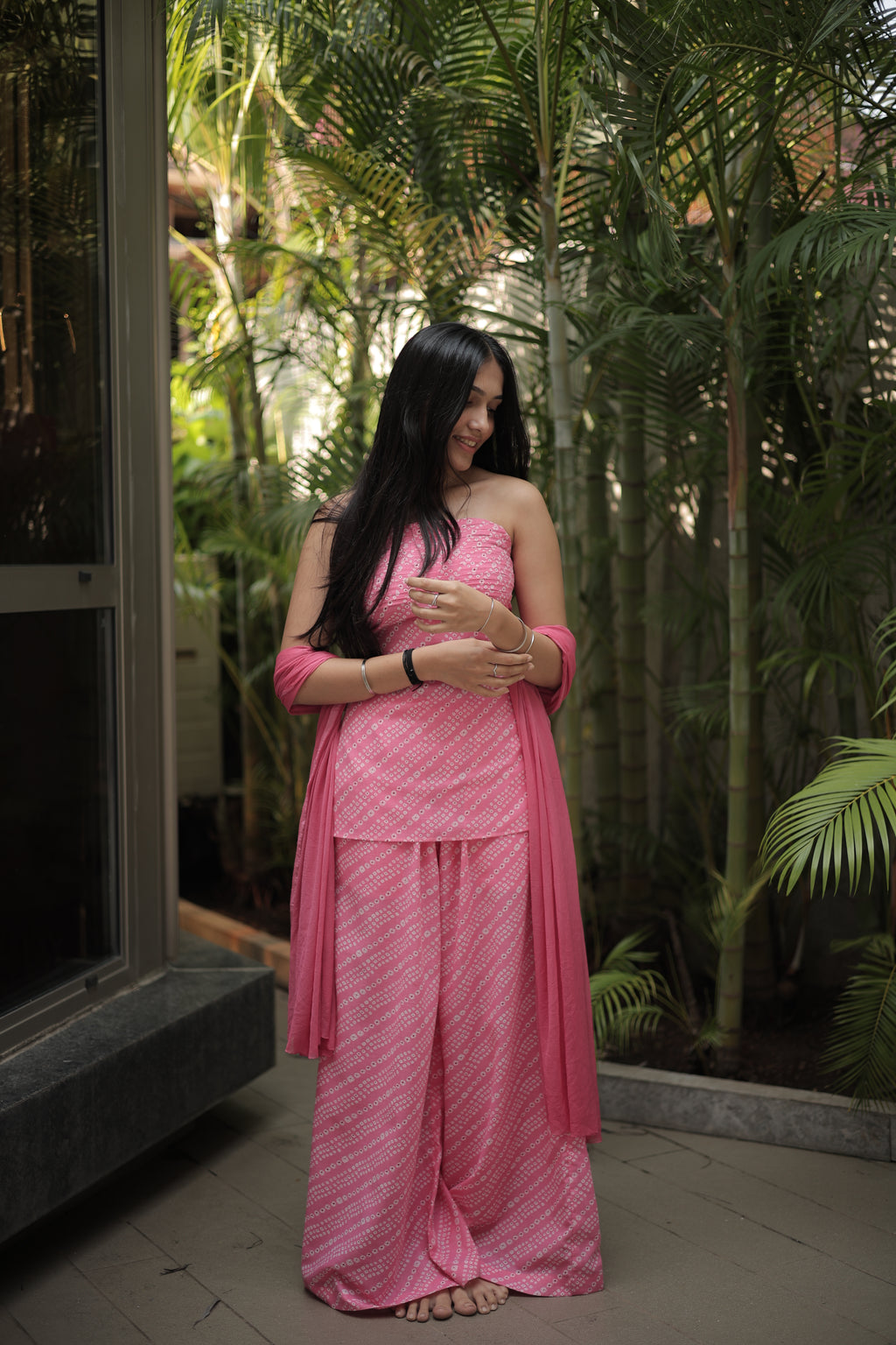 Pink Inaya Tube Kurti Pant Dupatta Set