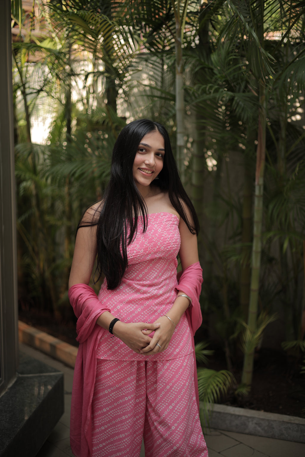 Pink Inaya Tube Kurti Pant Dupatta Set