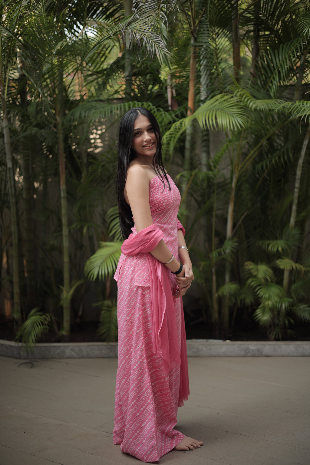 Pink Inaya Tube Kurti Pant Dupatta Set