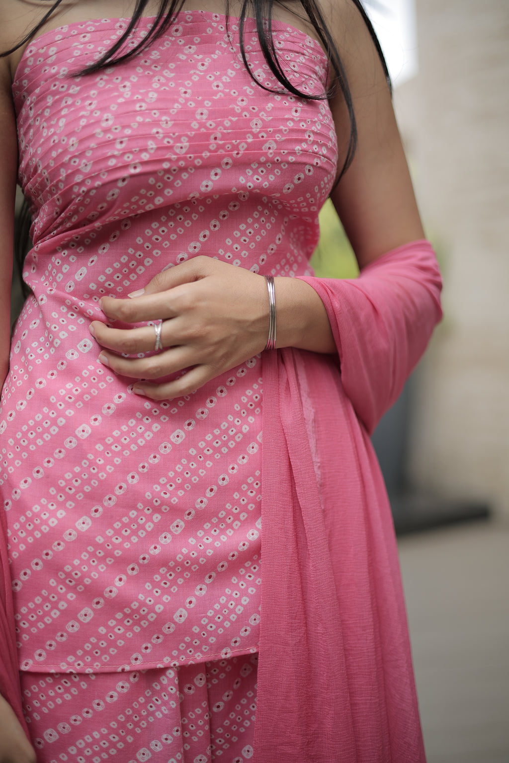 Pink Inaya Tube Kurti Pant Dupatta Set