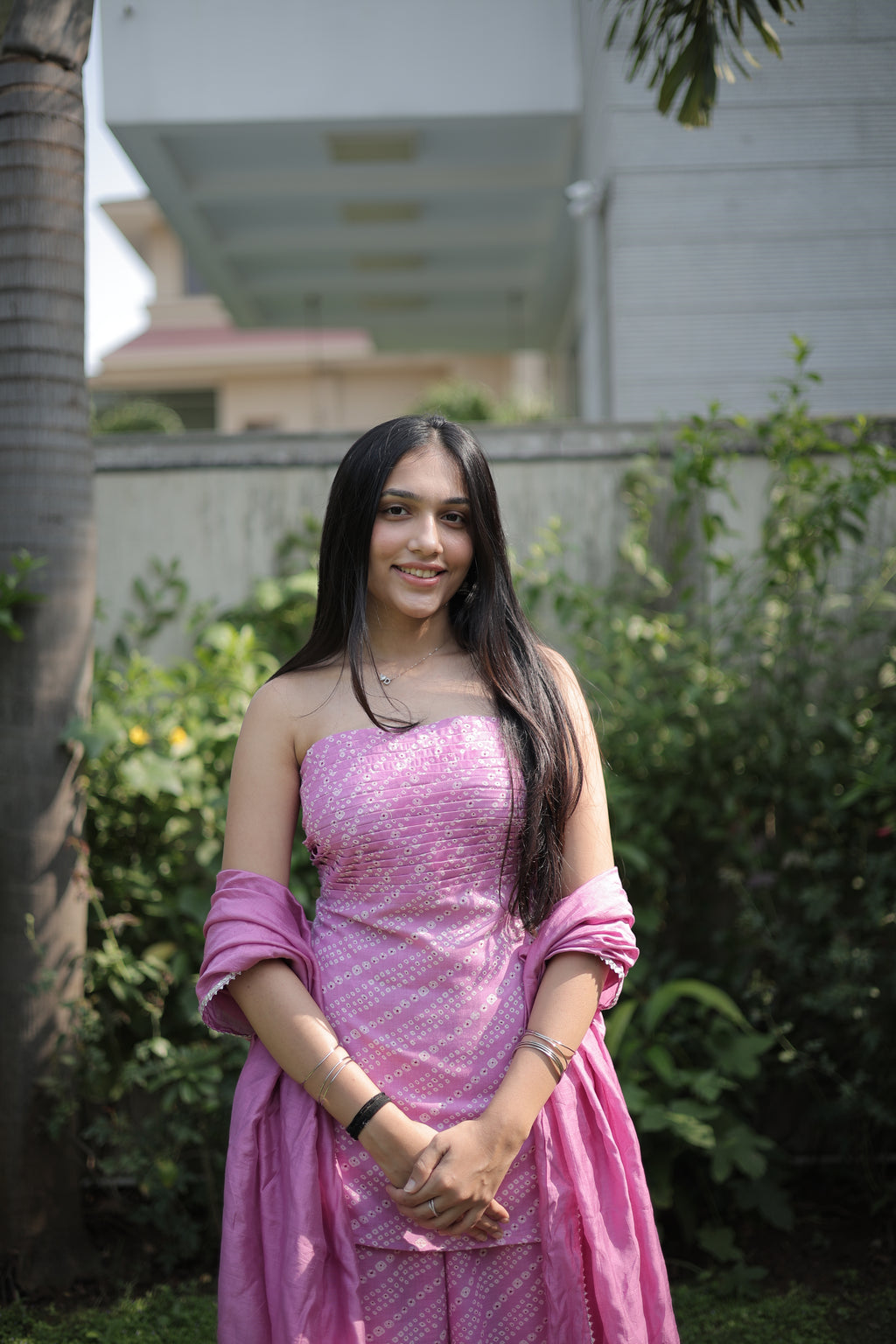 Violet Tube Kurti Pants Dupatta Set