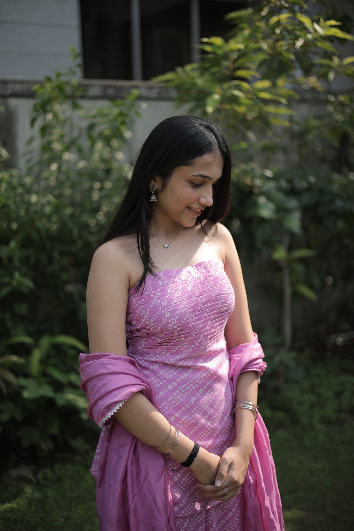 Violet Tube Kurti Pants Dupatta Set