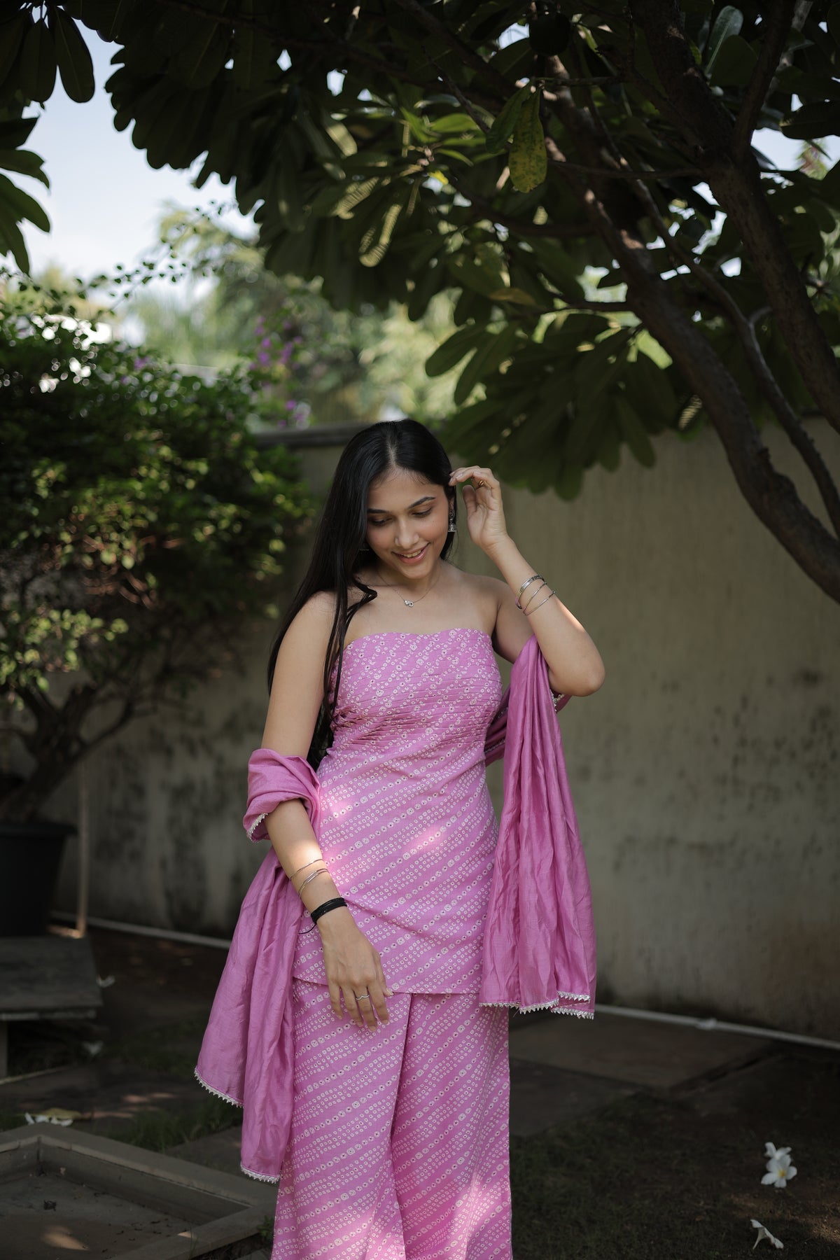 Violet Tube Kurti Pants Dupatta Set